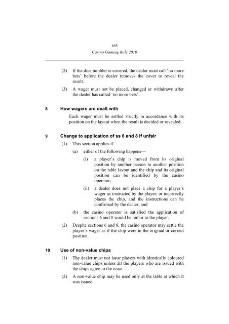 Casino Gaming Rule 2010 - Office of Liquor, Gaming and Racing