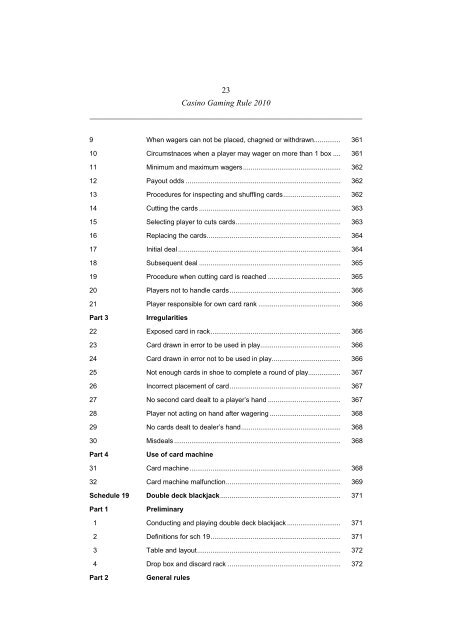 Casino Gaming Rule 2010 - Office of Liquor, Gaming and Racing