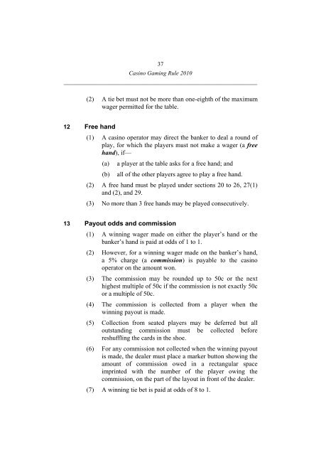 Casino Gaming Rule 2010 - Office of Liquor, Gaming and Racing