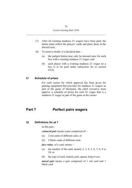 Casino Gaming Rule 2010 - Office of Liquor, Gaming and Racing