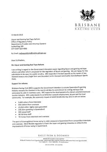 Brisbane Racing Club (PDF 305 K) - Office of Liquor, Gaming and ...