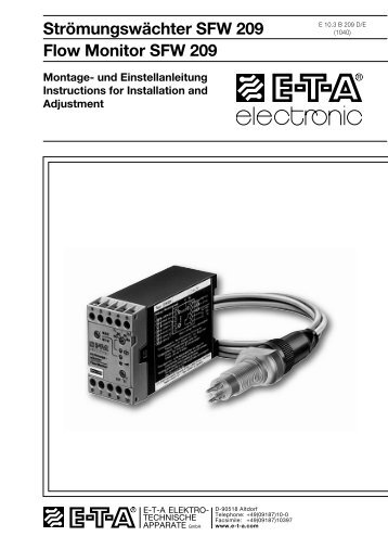 Flow Monitor SFW 209 Strömungswächter SFW 209 - ETA