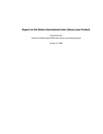 Report on the Relais International Inter-Library Loan Product