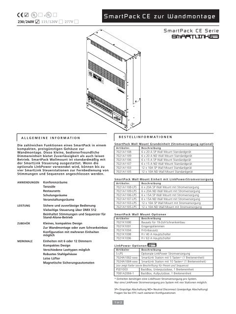 Etc. Smart Pac Module Smartpack Wallmount - ETC