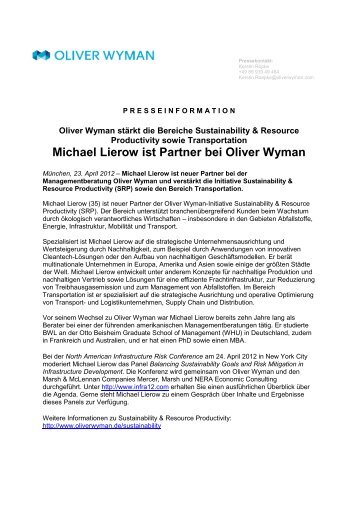 Michael Lierow ist Partner bei Oliver Wyman