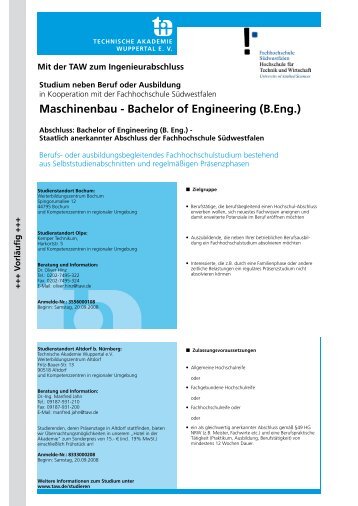 Maschinenbau - Bachelor of Engineering (B.Eng.) - Olpe Aktiv eV