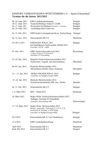 EISSPORT-VERBAND BADEN-WÃRTTEMBERG eV â Sparte - ESCR