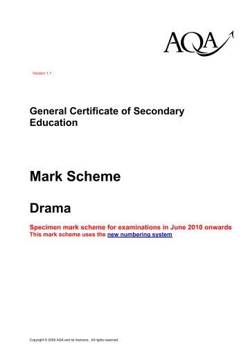 AQA Specimen Paper Mark Scheme