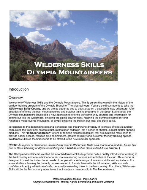 Wilderness Skills - Olympia Mountaineers