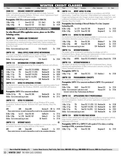 THE VIEW â WINTER 2007 SCHEDULE - Olympic College