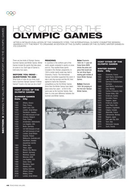 Teaching Values- An Olympic Education Toolkit - International ...