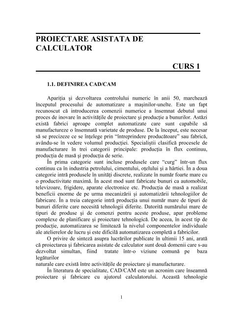 proiectare asistata de calculator curs 1