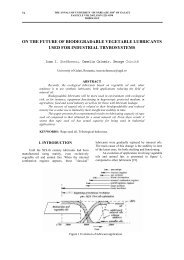 on the future of biodegradable vegetable lubricants - Dunarea de Jos