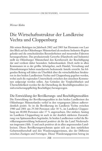 Die Wirtschaftsstruktur der Landkreise Vechta und Cloppenburg