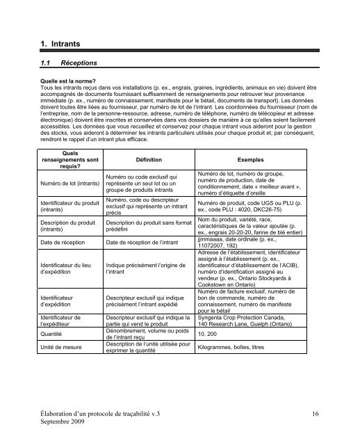 Ãlaboration d'un protocole de traÃ§abilitÃ© - Ontario Ministry of ...