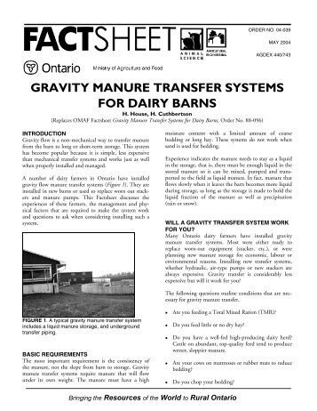 04-039 - Gravity Manure Transfer Systems for Dairy Barns