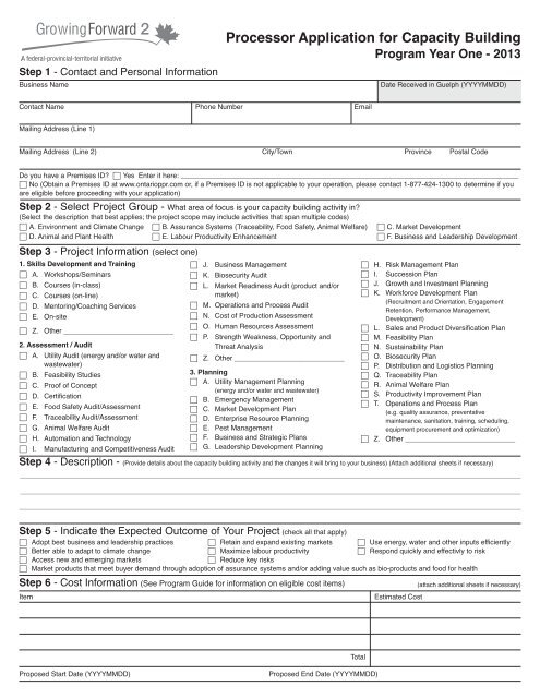 paper application form for Capacity Building activities