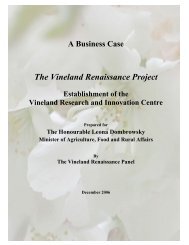 The Vineland Renaissance Project - Ontario Ministry of Agriculture ...