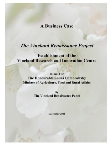 The Vineland Renaissance Project - Ontario Ministry of Agriculture ...