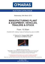 manufacturing plant & equipment, vehicles, trailers & stock - O'Maras ...