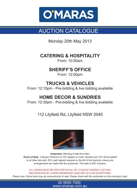 AUCTION CATALOGUE - O'Maras Valuers and Auctioneers