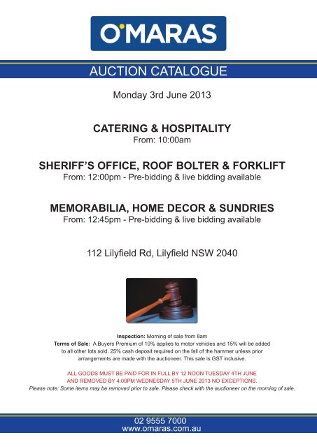 AUCTION CATALOGUE - O'Maras Valuers and Auctioneers