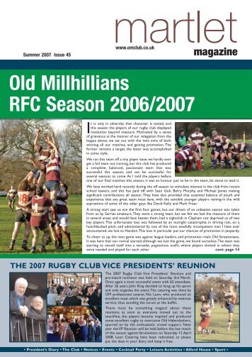 Issue 45 â Summer 2007 - Old Millhillians Club