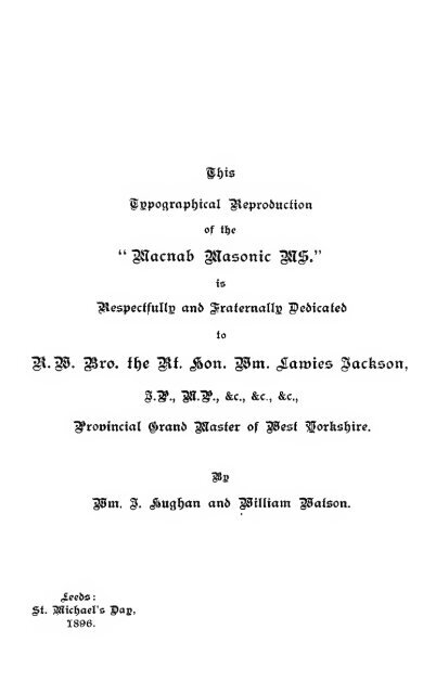 An exact reproduction of the "Macnab masonic ms.", A.D. 1722