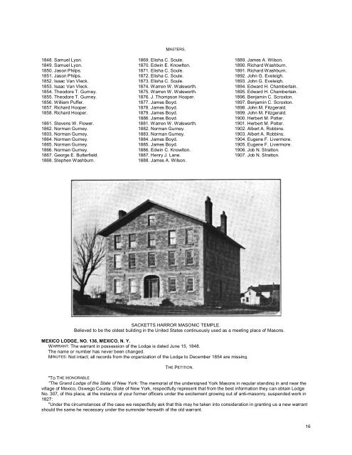 Grand Lodge of New York - Masonic Lodge Histories Lodge Nos ...