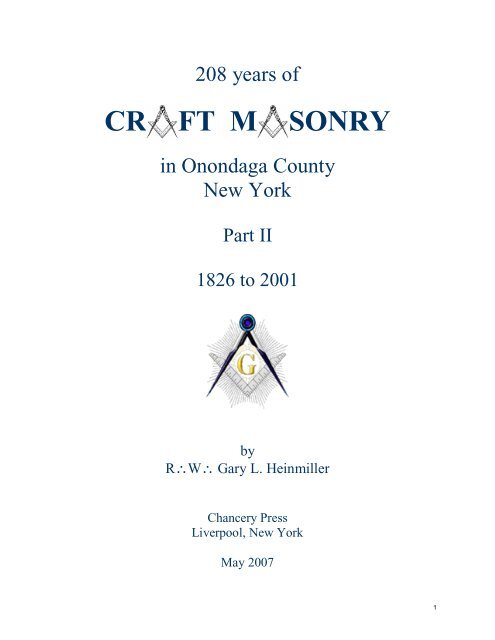 cr ft m sonry - Onondaga and Oswego Masonic District Historical ...