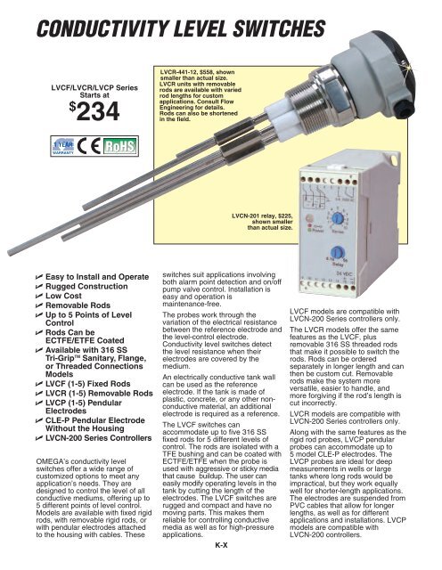 CONDUCTIVITY LEVEL SWITCHES - Omega Engineering