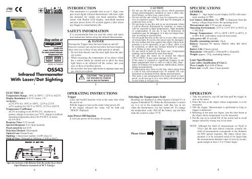 Infrared Thermometer Laser/Dot Sighting - Omega Engineering