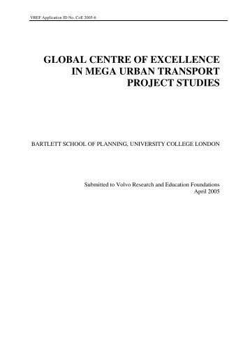 global centre of excellence in mega urban transport project studies