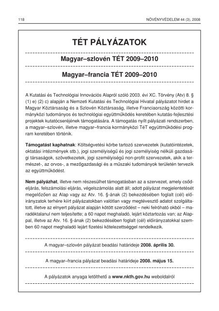 44. ÃVFOLYAM * 2008. MÃRCIUS * 3. SZÃM MAGFÃVESEK ...