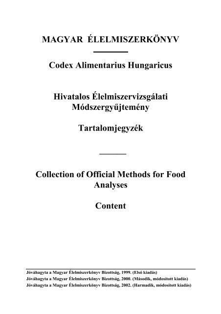 Collection of Official Methods