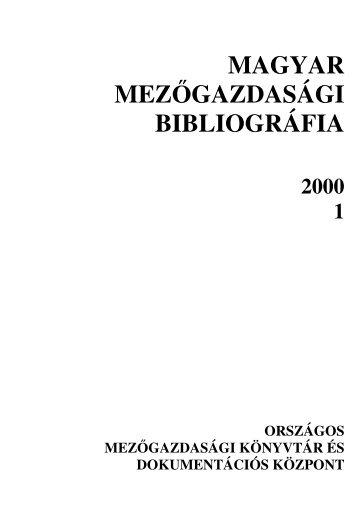 1 - OrszÃ¡gos MezÅgazdasÃ¡gi KÃ¶nyvtÃ¡r
