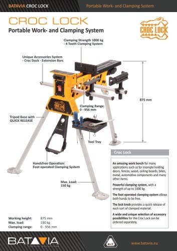 Product Info CROC LOCK - Portable work- and clamping System