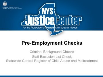 Justice Center Pre-Employment Checks - New York State Office of ...
