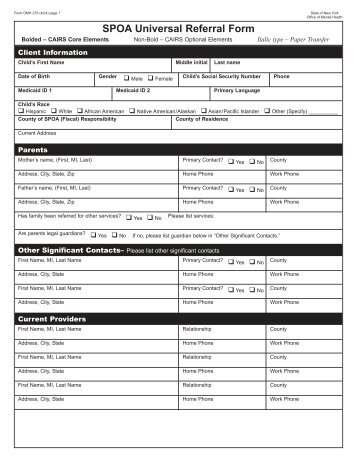 OMH 270 SPOA Universal Referral Form - New York State Office of ...
