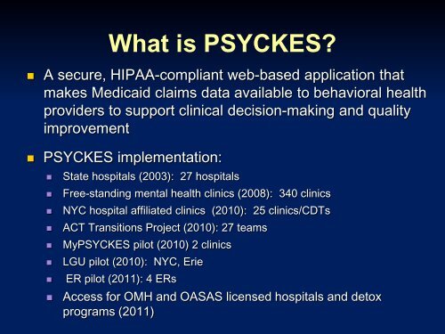 PSYCKES Access and Implementation Slides - Office of Mental Health