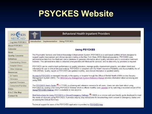 PSYCKES Access and Implementation Slides - Office of Mental Health