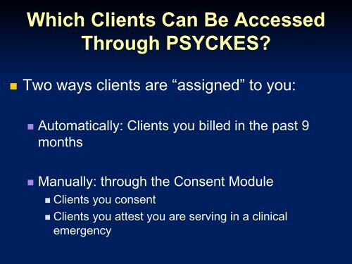 PSYCKES Access and Implementation Slides - Office of Mental Health