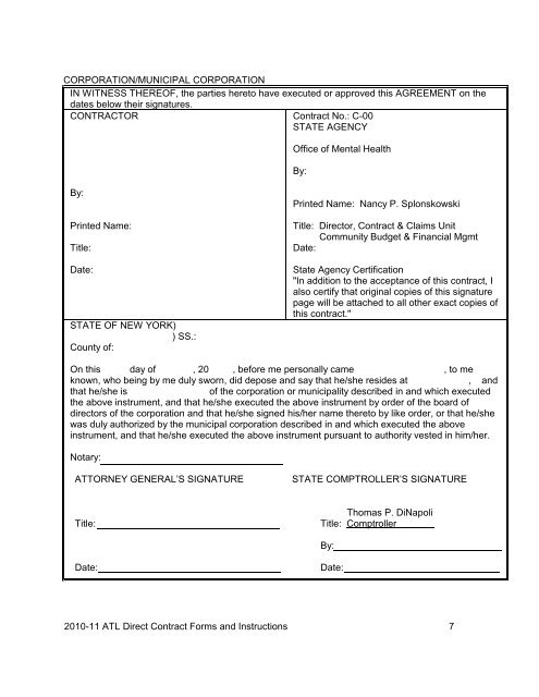 Direct Contract Forms and Instructions - New York State Office of ...