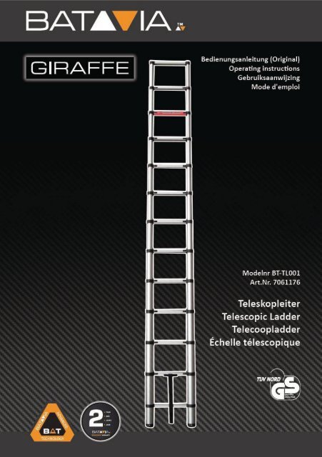 Manual GIRAFFE 3.88m Telescopic Ladder - TÜV/GS