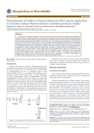 Determination of Uridine in Human Plasma by HPLC and its ...