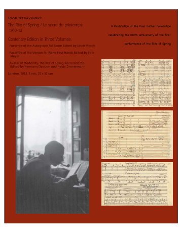 Stravinsky: Rite of Spring Autograph Full-score & Piano 4-hands
