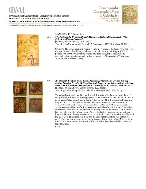 Cosmography facsimiles - OMI - Old Manuscripts & Incunabula