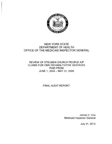 new york state department of health office of the medicaid inspector ...