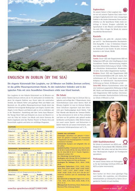 LISA! Sprachreisen Online Katalog 2014