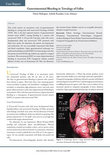 Gastrointestinal Bleeding in tetralogy of fallot Case report - OMJ